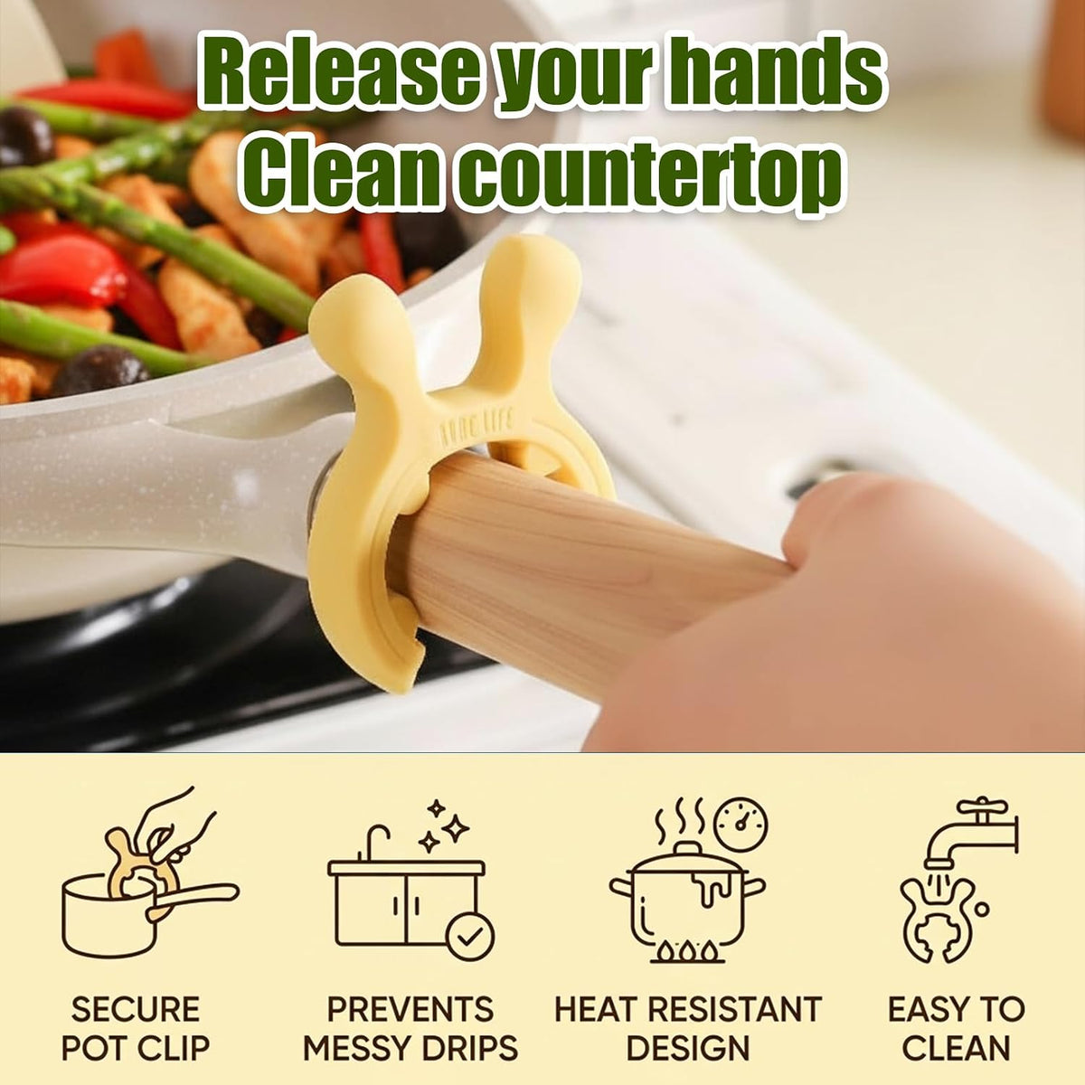 6 PCS Spoon Holder for Pot, Pot Spoon Rest Set, Reusable Kitchen Utensil Organizer, Versatile Cooking Tool for Countertop Organization (Yellow/Green/Beige)