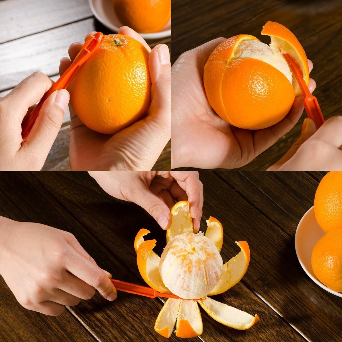 Orange Peelers, 6Pcs Plastic Easy Slicer Cutter Peeler Remover Opener Kitchen Accessories Knife Cooking Tool Kitchen Gadget (New)