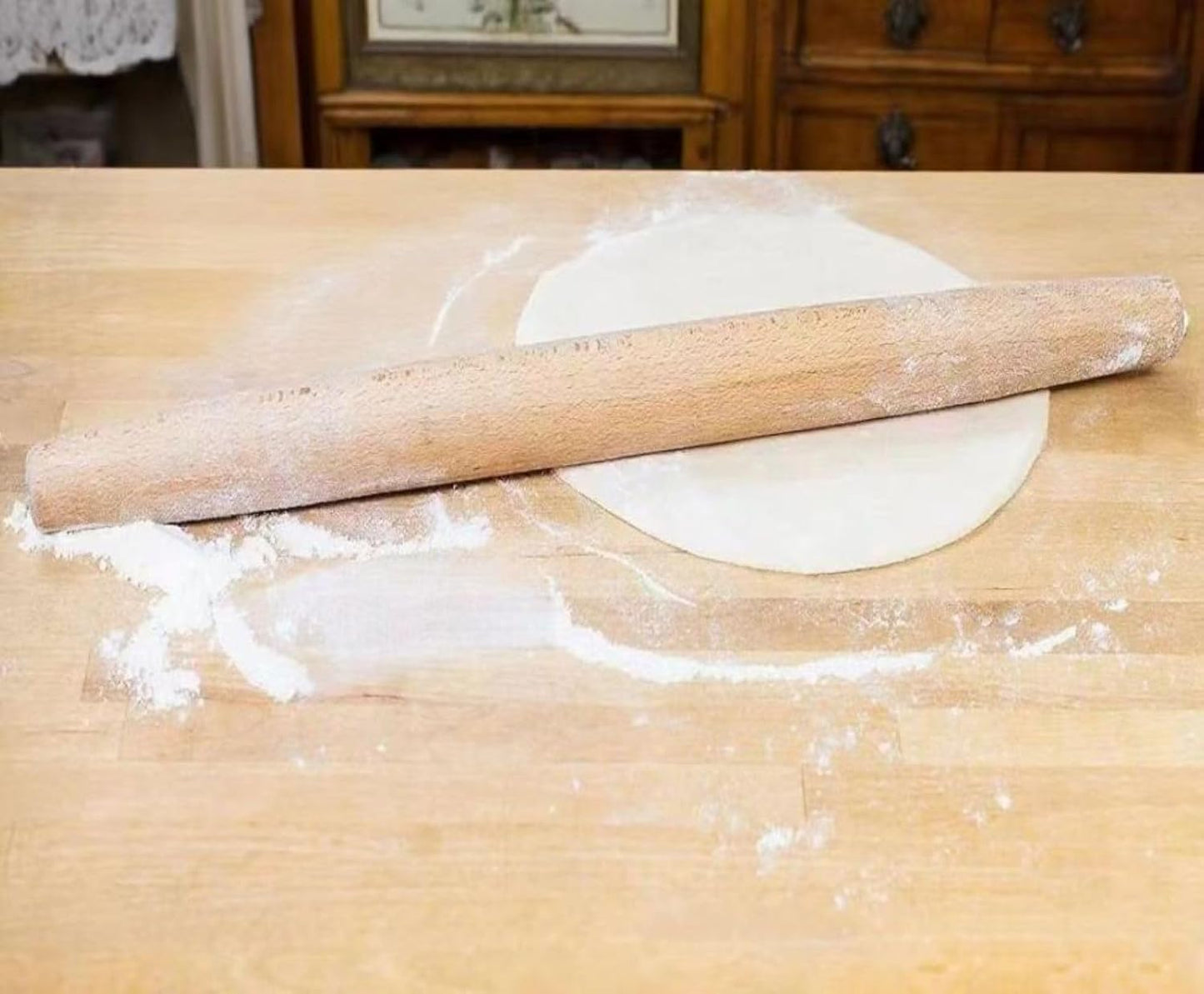 16 Inches French Wooden Rolling Pin for Baking,Dough Roller for Fondant Pie | Nutrual Wooden,Tapered Design Essential Kitchen Utensil for Cookie,Pizza Crust, Pastry, Dough,cake pop