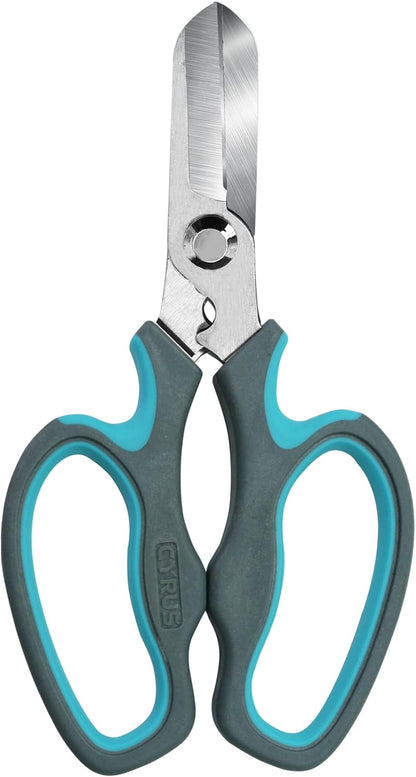 Blue Stainless Steel Floral Shears with Integrated Stab Remover