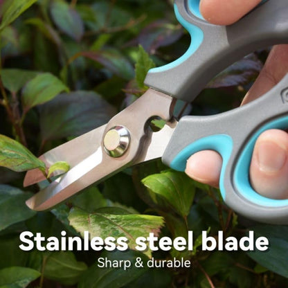 Blue Stainless Steel Floral Shears with Integrated Stab Remover