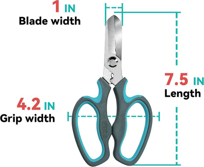 Blue Stainless Steel Floral Shears with Integrated Stab Remover