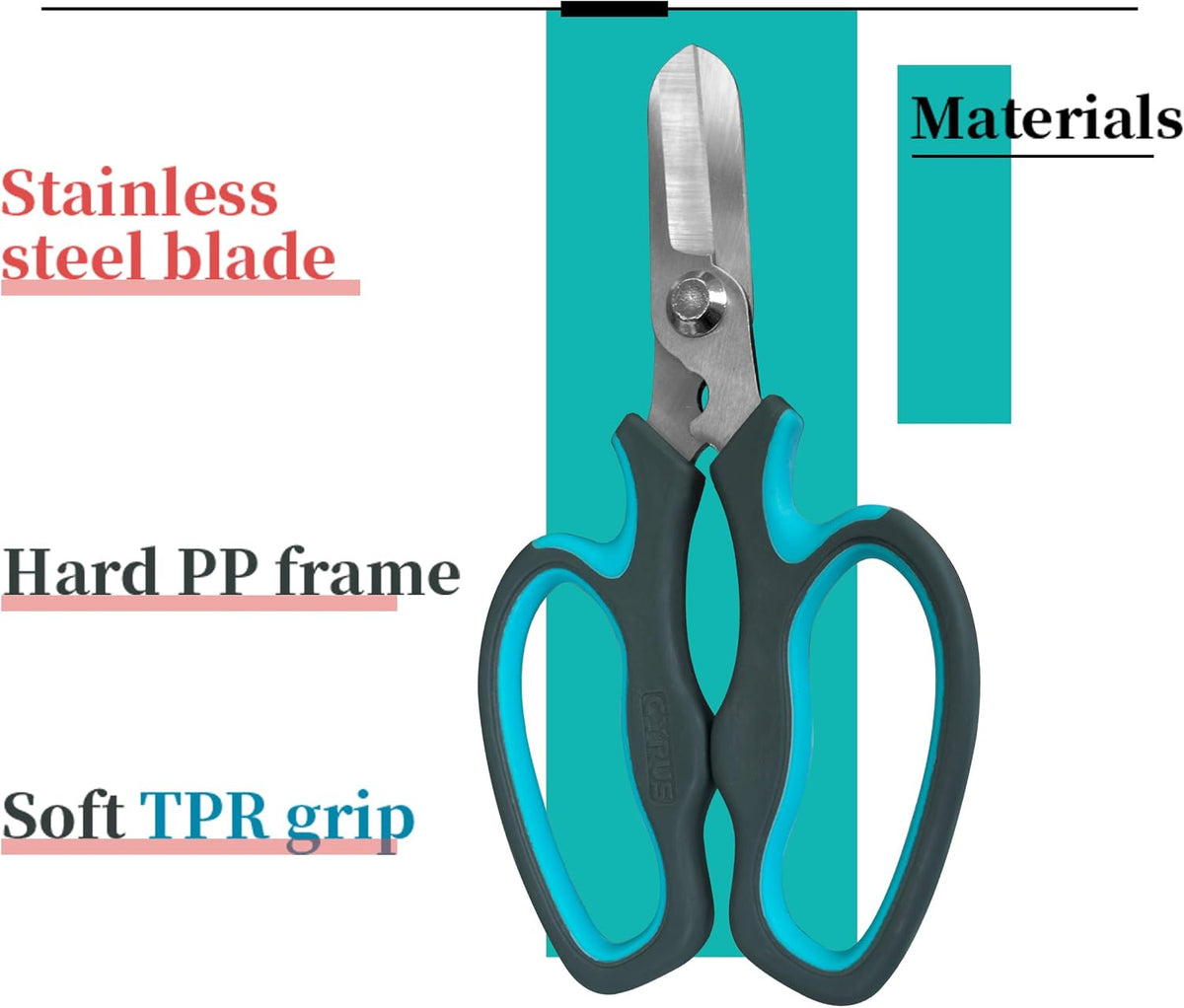 Blue Stainless Steel Floral Shears with Integrated Stab Remover