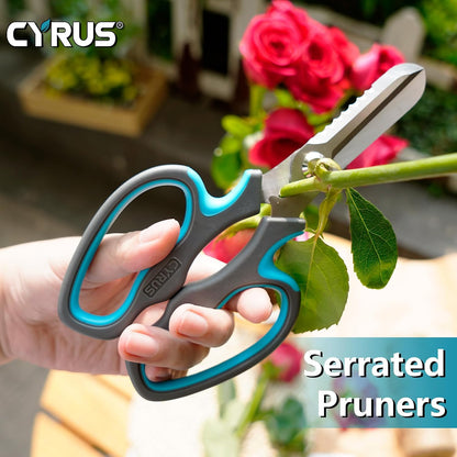 Blue Stainless Steel Floral Shears with Integrated Stab Remover