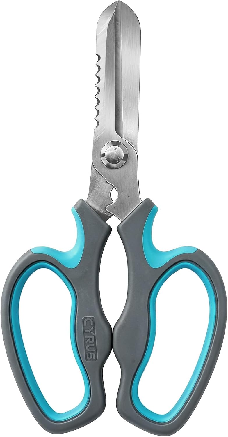 Blue Stainless Steel Floral Shears with Integrated Stab Remover