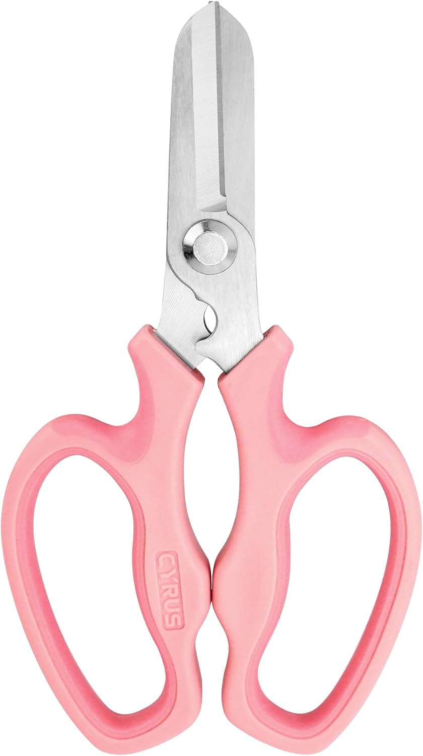 Blue Stainless Steel Floral Shears with Integrated Stab Remover