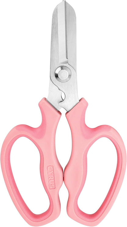 Blue Stainless Steel Floral Shears with Integrated Stab Remover
