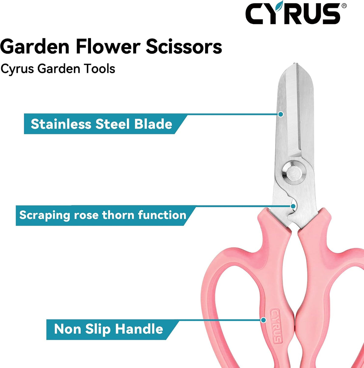 Blue Stainless Steel Floral Shears with Integrated Stab Remover