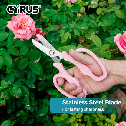 Blue Stainless Steel Floral Shears with Integrated Stab Remover