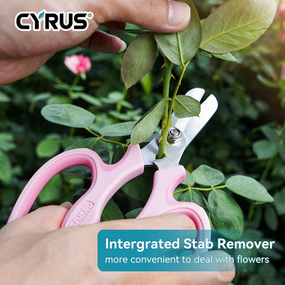 Blue Stainless Steel Floral Shears with Integrated Stab Remover