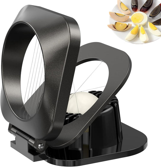 Egg Slicer for Hard Boiled Eggs Egg Cutter Strawberry Slicer Heavy Duty Aluminium Tomato Slicer Stainless Steel Wire Egg Slicer Dicer with 3 Slicing Styles, Easy to Clean