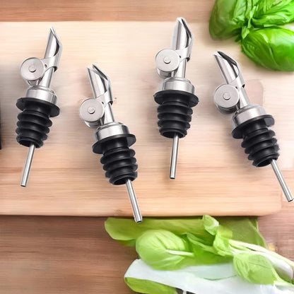 2 Pack Auto Flip Olive Oil Dispenser Spout, Liquor Pour Spout, Oil Dispenser Top, Easily Turn Your Bottles into Dispensers for Liquor, Vinegar, Oils, Weighted Pourer, Silvers