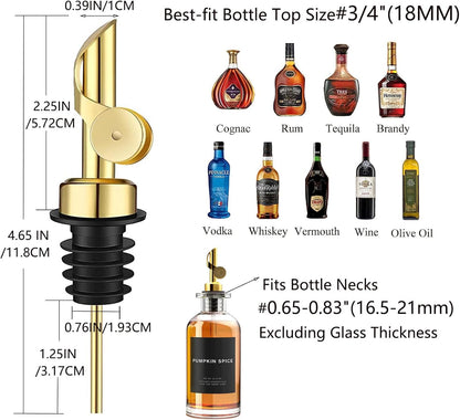 2 Pack Auto Flip Olive Oil Dispenser Spout, Liquor Pour Spout, Oil Dispenser Top, Easily Turn Your Bottles into Dispensers for Liquor, Vinegar, Oils, Weighted Pourer, Silvers