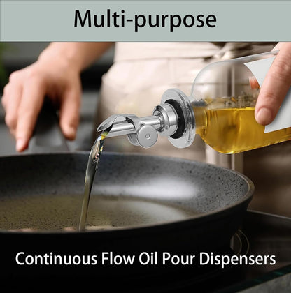 2 Pack Auto Flip Olive Oil Dispenser Spout, Liquor Pour Spout, Oil Dispenser Top, Easily Turn Your Bottles into Dispensers for Liquor, Vinegar, Oils, Weighted Pourer, Silvers