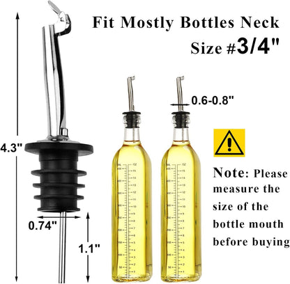 2 Pack Auto Flip Olive Oil Dispenser Spout, Liquor Pour Spout, Oil Dispenser Top, Easily Turn Your Bottles into Dispensers for Liquor, Vinegar, Oils, Weighted Pourer, Silvers
