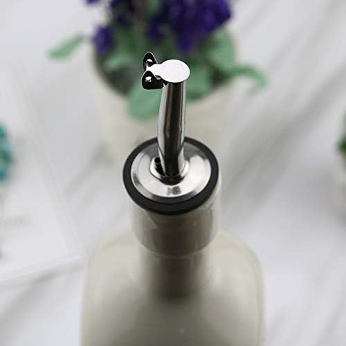 2 Pack Auto Flip Olive Oil Dispenser Spout, Liquor Pour Spout, Oil Dispenser Top, Easily Turn Your Bottles into Dispensers for Liquor, Vinegar, Oils, Weighted Pourer, Silvers