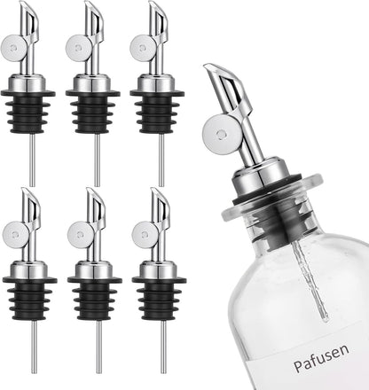 2 Pack Auto Flip Olive Oil Dispenser Spout, Liquor Pour Spout, Oil Dispenser Top, Easily Turn Your Bottles into Dispensers for Liquor, Vinegar, Oils, Weighted Pourer, Silvers