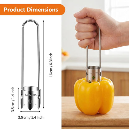2 PCS Pepper Corer and Tomato Corer Tool, 304 Stainless Steel Vegetable Corer Seed Remover for Bell Peppers, Jalapenos, Tomatoes, Stuffed Peppers, BBQ and Camping
