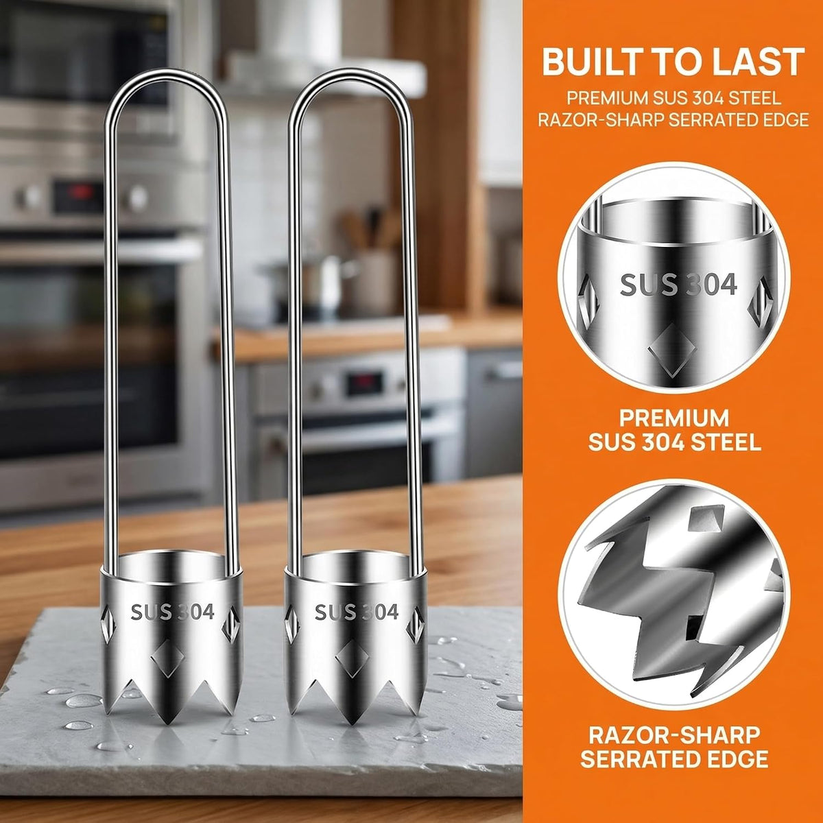 2 PCS Pepper Corer and Tomato Corer Tool, 304 Stainless Steel Vegetable Corer Seed Remover for Bell Peppers, Jalapenos, Tomatoes, Stuffed Peppers, BBQ and Camping