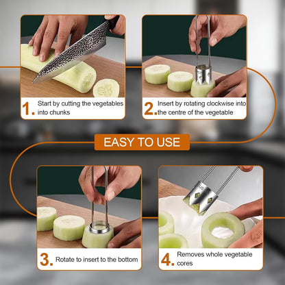 2 PCS Pepper Corer and Tomato Corer Tool, 304 Stainless Steel Vegetable Corer Seed Remover for Bell Peppers, Jalapenos, Tomatoes, Stuffed Peppers, BBQ and Camping