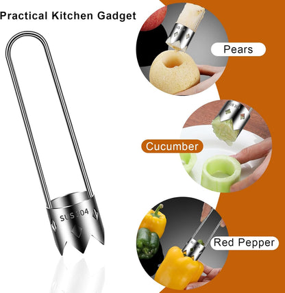 2 PCS Pepper Corer and Tomato Corer Tool, 304 Stainless Steel Vegetable Corer Seed Remover for Bell Peppers, Jalapenos, Tomatoes, Stuffed Peppers, BBQ and Camping