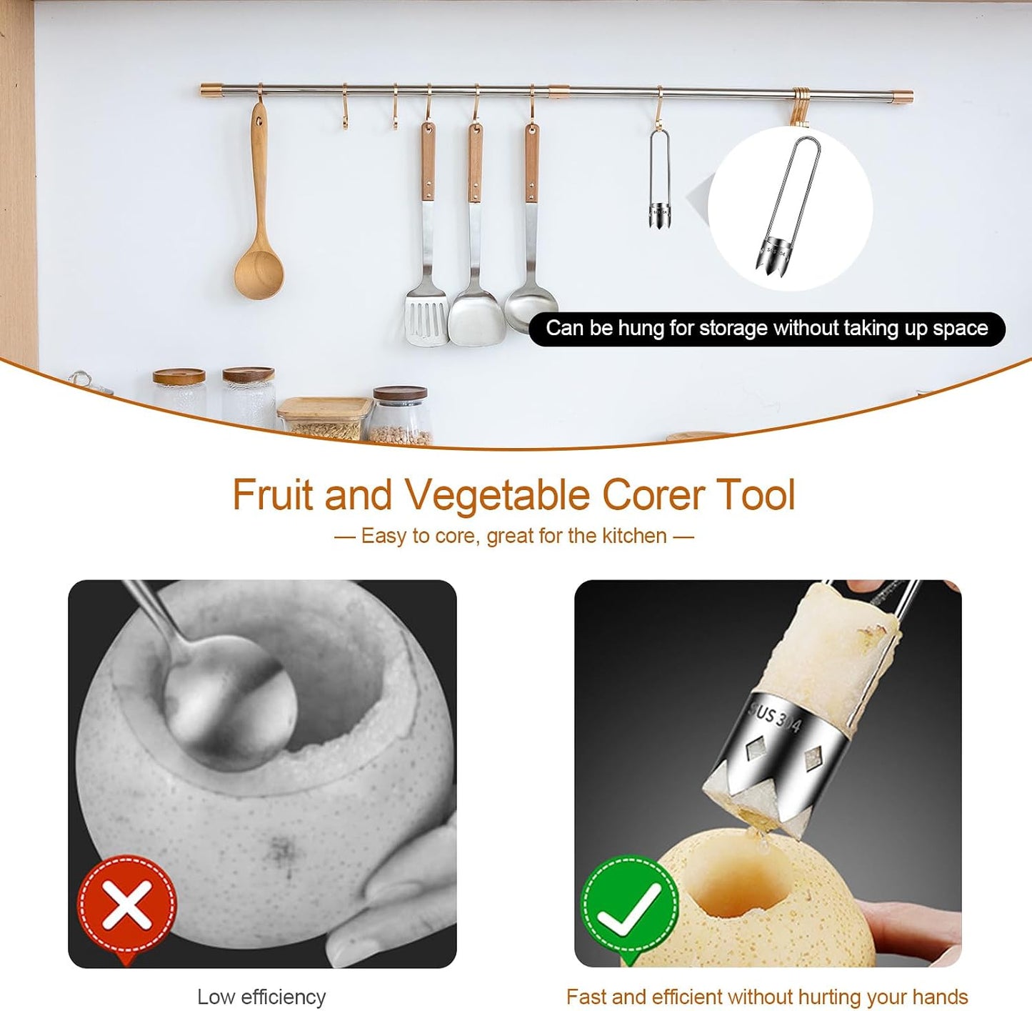2 PCS Pepper Corer and Tomato Corer Tool, 304 Stainless Steel Vegetable Corer Seed Remover for Bell Peppers, Jalapenos, Tomatoes, Stuffed Peppers, BBQ and Camping