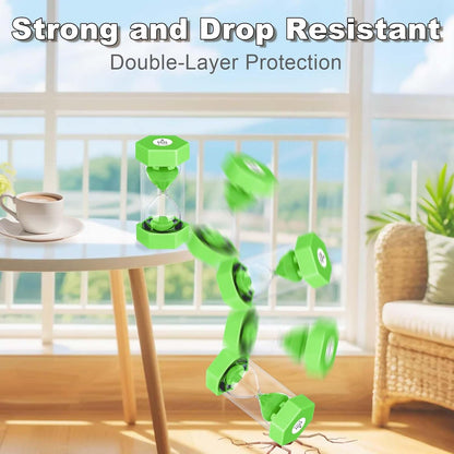 5 Minute Hourglass Sand Timer, Plastic Hexagon Hourglass Sand Clock 5 Min, Reloj De Arena 5 Minutos,Unbreakable Green Hour Glass Sandglass for Classroom Games Kitchen (Green)
