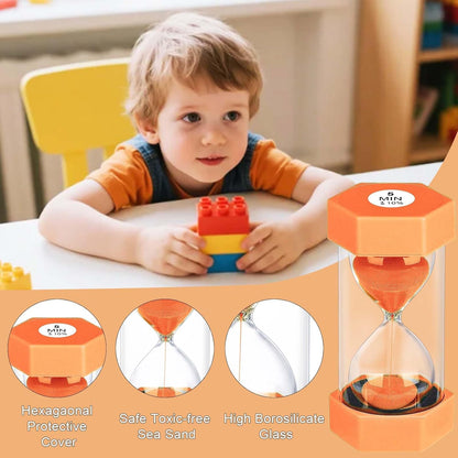 5 Minute Hourglass Sand Timer, Plastic Hexagon Hourglass Sand Clock 5 Min, Reloj De Arena 5 Minutos,Unbreakable Green Hour Glass Sandglass for Classroom Games Kitchen (Green)