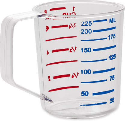 Bouncer Clear Measuring Cup, 1-Cup /0.25-Quart, Clear, Strong Food Grade, Easy Read for Liquid/Dry Ingredients, for Home/Professional Kitchen