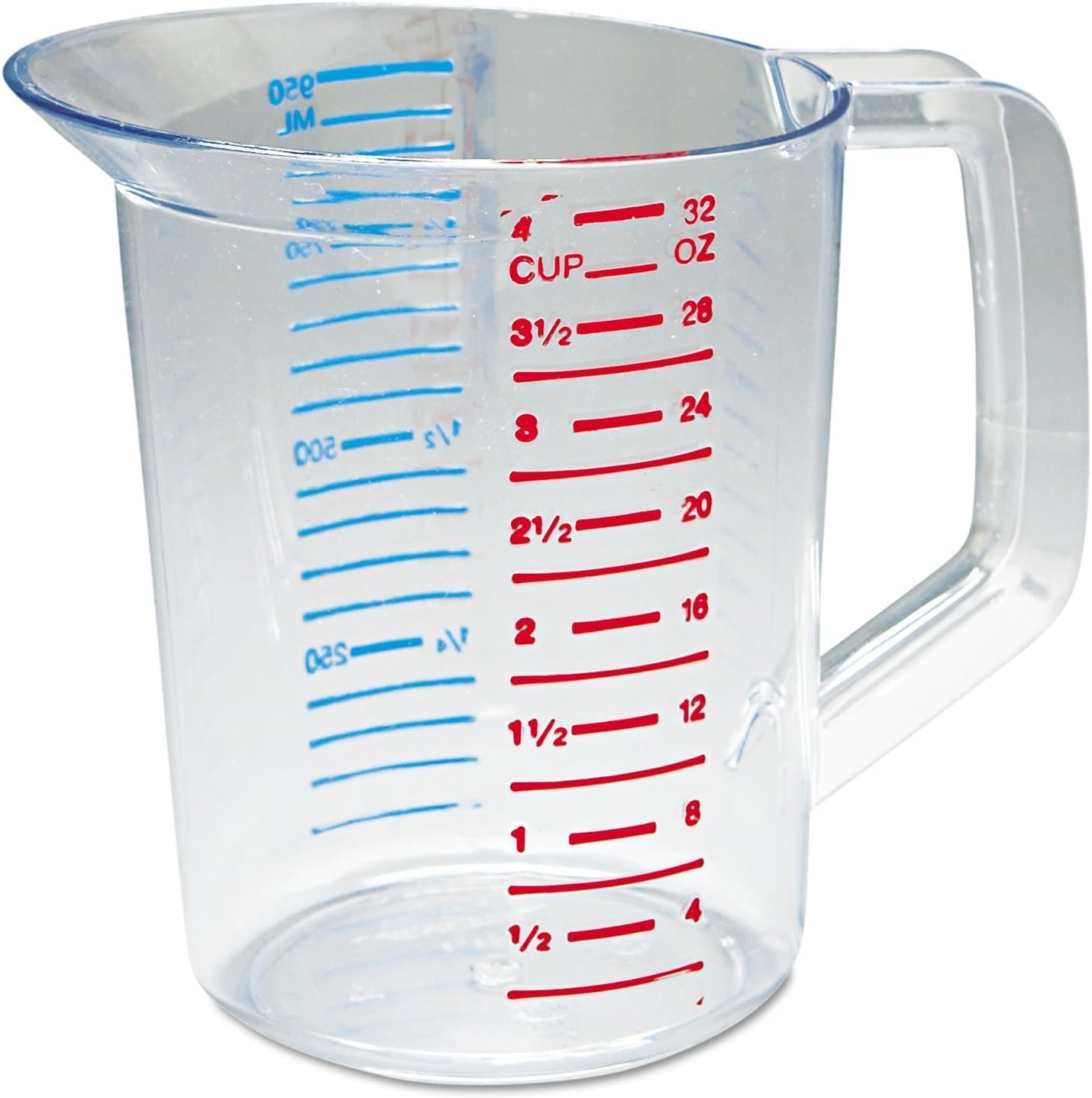 Bouncer Clear Measuring Cup, 1-Cup /0.25-Quart, Clear, Strong Food Grade, Easy Read for Liquid/Dry Ingredients, for Home/Professional Kitchen