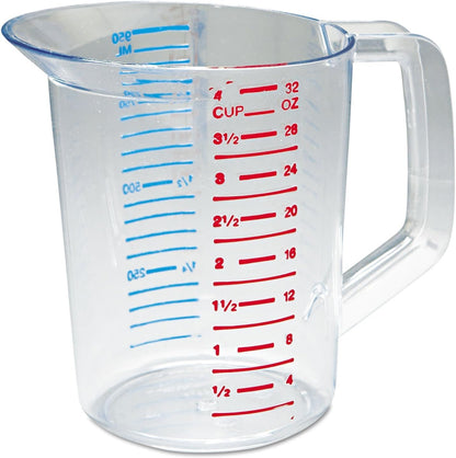 Bouncer Clear Measuring Cup, 1-Cup /0.25-Quart, Clear, Strong Food Grade, Easy Read for Liquid/Dry Ingredients, for Home/Professional Kitchen