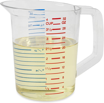 Bouncer Clear Measuring Cup, 1-Cup /0.25-Quart, Clear, Strong Food Grade, Easy Read for Liquid/Dry Ingredients, for Home/Professional Kitchen