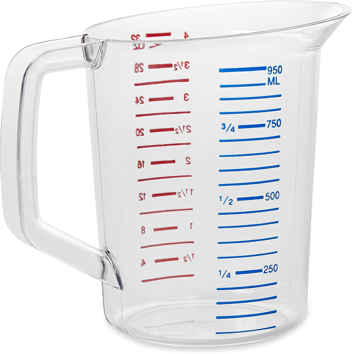 Bouncer Clear Measuring Cup, 1-Cup /0.25-Quart, Clear, Strong Food Grade, Easy Read for Liquid/Dry Ingredients, for Home/Professional Kitchen