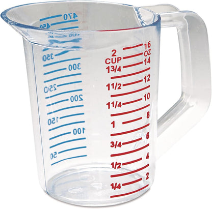 Bouncer Clear Measuring Cup, 1-Cup /0.25-Quart, Clear, Strong Food Grade, Easy Read for Liquid/Dry Ingredients, for Home/Professional Kitchen