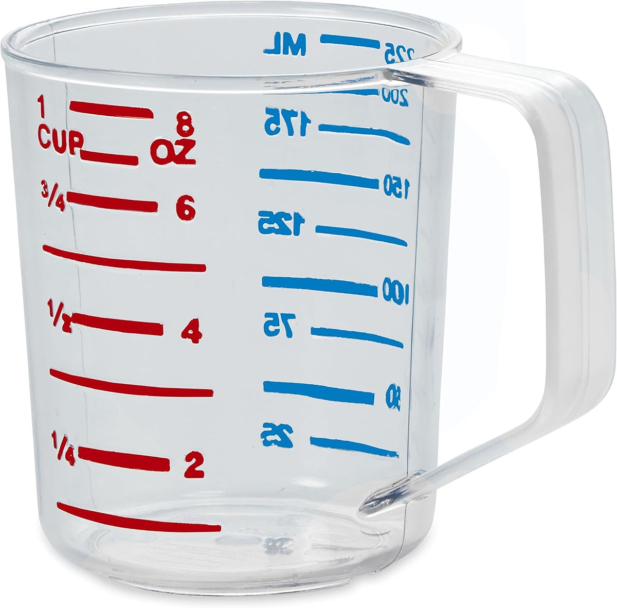 Bouncer Clear Measuring Cup, 1-Cup /0.25-Quart, Clear, Strong Food Grade, Easy Read for Liquid/Dry Ingredients, for Home/Professional Kitchen
