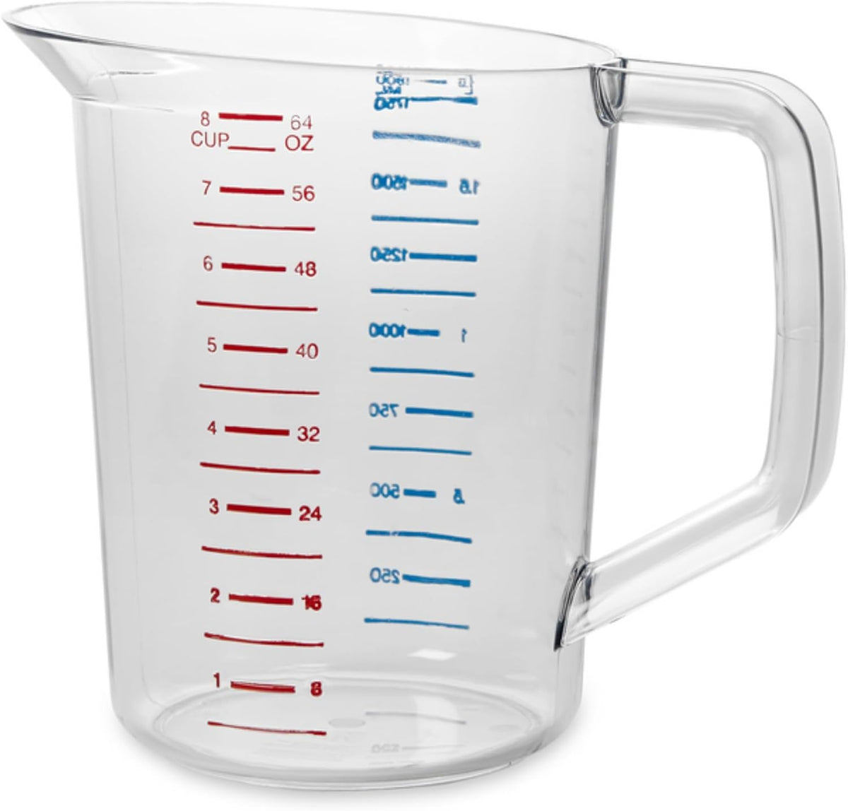 Bouncer Clear Measuring Cup, 1-Cup /0.25-Quart, Clear, Strong Food Grade, Easy Read for Liquid/Dry Ingredients, for Home/Professional Kitchen