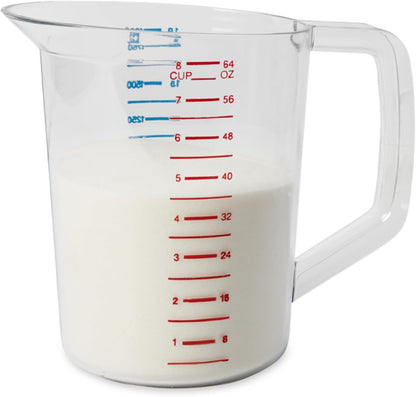 Bouncer Clear Measuring Cup, 1-Cup /0.25-Quart, Clear, Strong Food Grade, Easy Read for Liquid/Dry Ingredients, for Home/Professional Kitchen