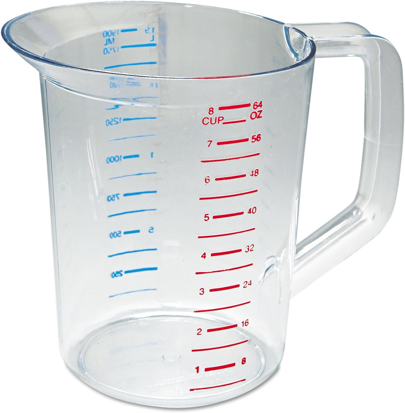Bouncer Clear Measuring Cup, 1-Cup /0.25-Quart, Clear, Strong Food Grade, Easy Read for Liquid/Dry Ingredients, for Home/Professional Kitchen