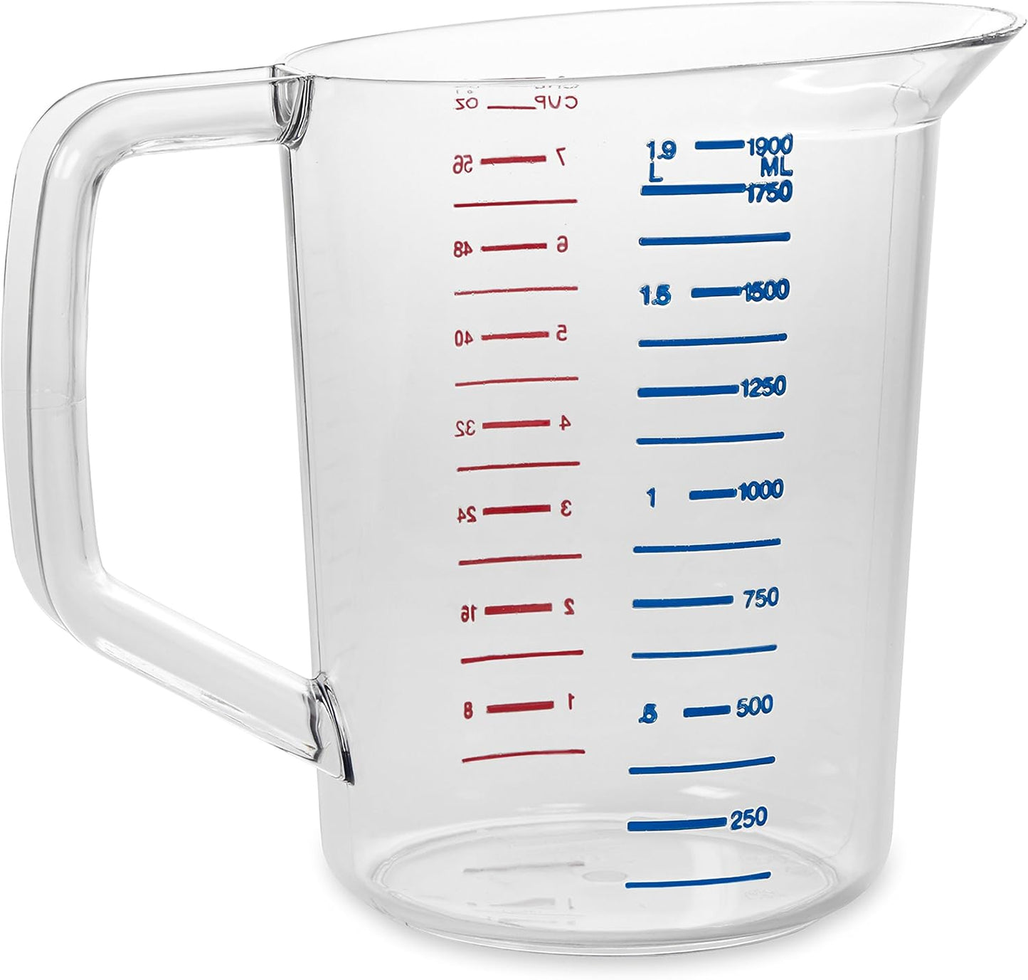 Bouncer Clear Measuring Cup, 1-Cup /0.25-Quart, Clear, Strong Food Grade, Easy Read for Liquid/Dry Ingredients, for Home/Professional Kitchen