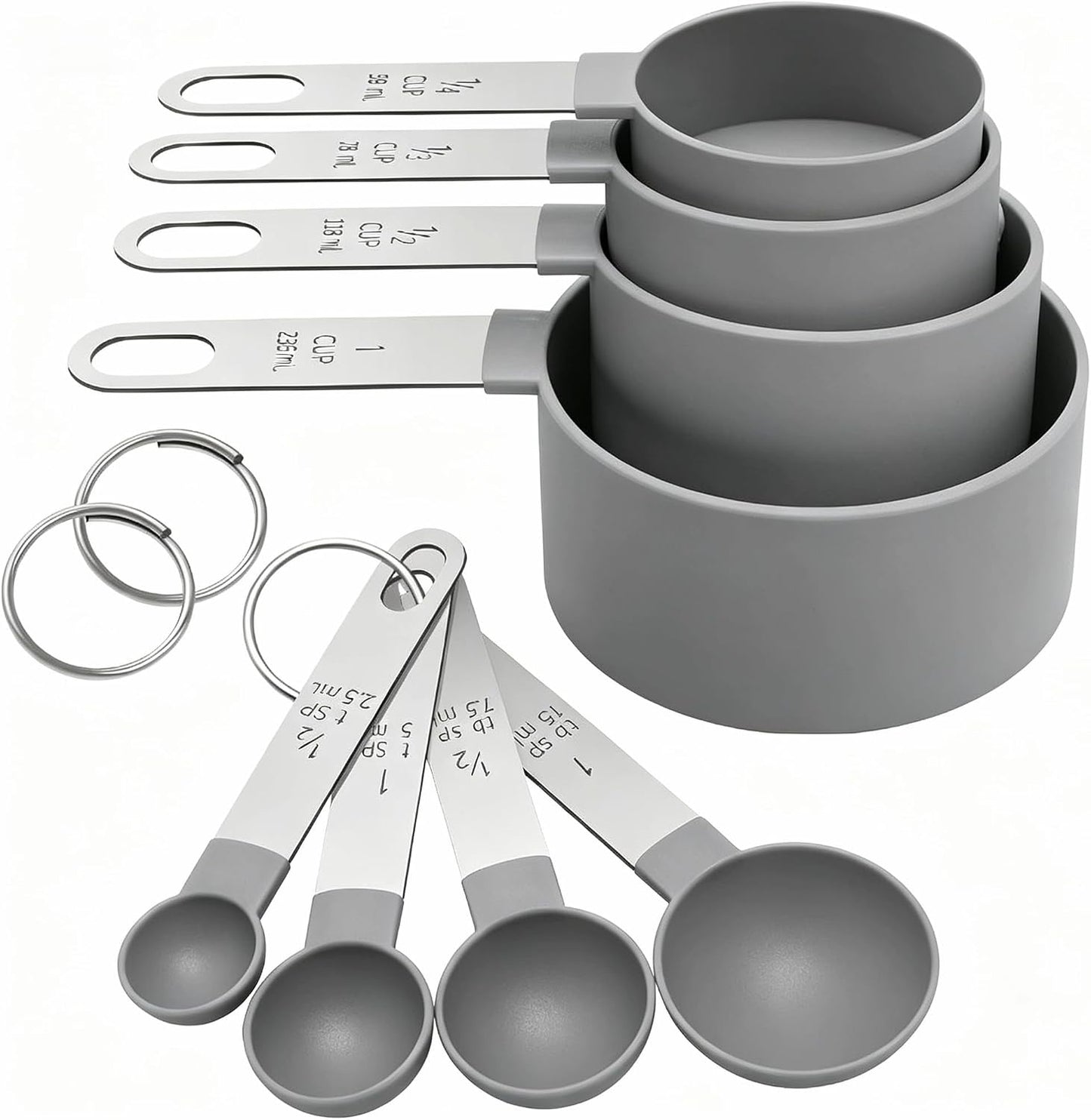 Measuring Cups Set Measuring Spoons Set, Nesting Measure Cups with Stainless Steel Handle, For Measuring Dry and Liquid Ingredients Small Teaspoon with Plastic Head (Mint Green)