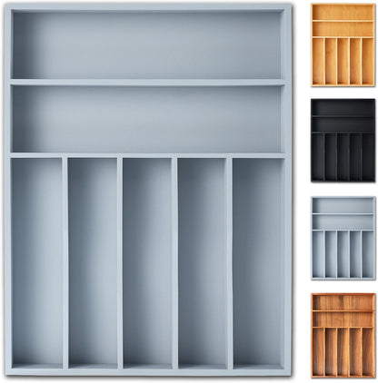 Silverware Organizer, 10 Inch Utensil Organizer Kitchen Drawer Organizer Bamboo Silverware Holder Cutlery Tray Organizer in Drawer Flatware Organizer Tray(5 slots, Natural