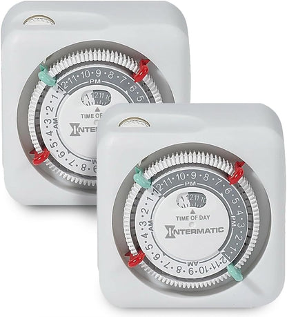TN111K 15-Amp Indoor Timer - Versatile 24-Hour Control - Easy Manual Override and Single 2-Prong Design