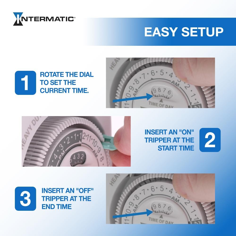 TN111K 15-Amp Indoor Timer - Versatile 24-Hour Control - Easy Manual Override and Single 2-Prong Design