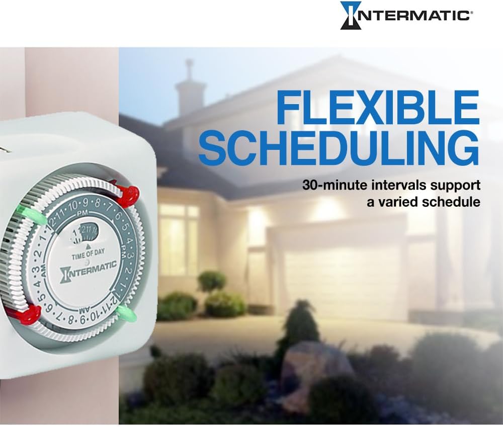 TN111K 15-Amp Indoor Timer - Versatile 24-Hour Control - Easy Manual Override and Single 2-Prong Design