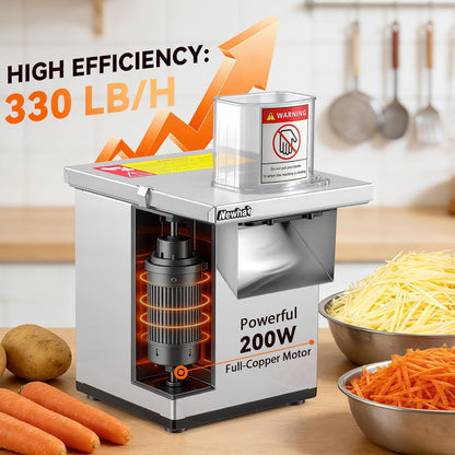 4-in-1 Commercial Veggie Processor, Slicer Dicer Shredder 330lb/h | 200W Slices, Dices, Shreds Wavy Cuts, Stainless Steel For Veggies & Fruit, For Commercial Kitchen Prep