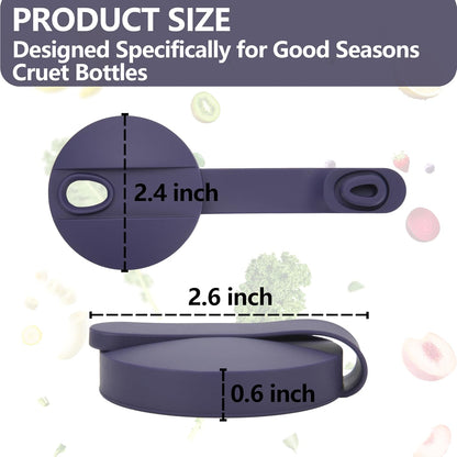 Silicone Cruet Lid Compatible with Good Seasons Salad Dressing Bottle 2 Packs Replacement Lids for Good Season Italian Dressing Mix Cruet Bottle, Food-Grade Silicone Cover Tight Fit (Lids Only)