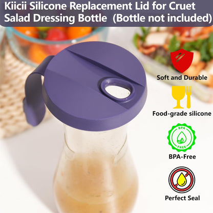Silicone Cruet Lid Compatible with Good Seasons Salad Dressing Bottle 2 Packs Replacement Lids for Good Season Italian Dressing Mix Cruet Bottle, Food-Grade Silicone Cover Tight Fit (Lids Only)