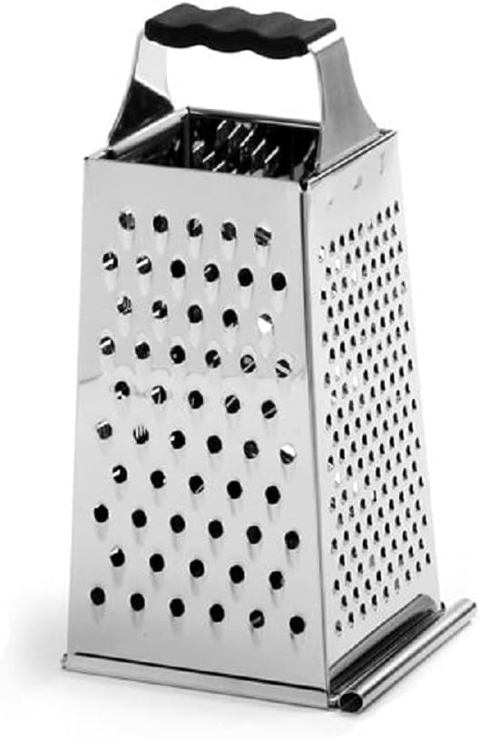 Silver Grip-EZ Stainless Steel Grater with Catcher, 10in/25.5cm