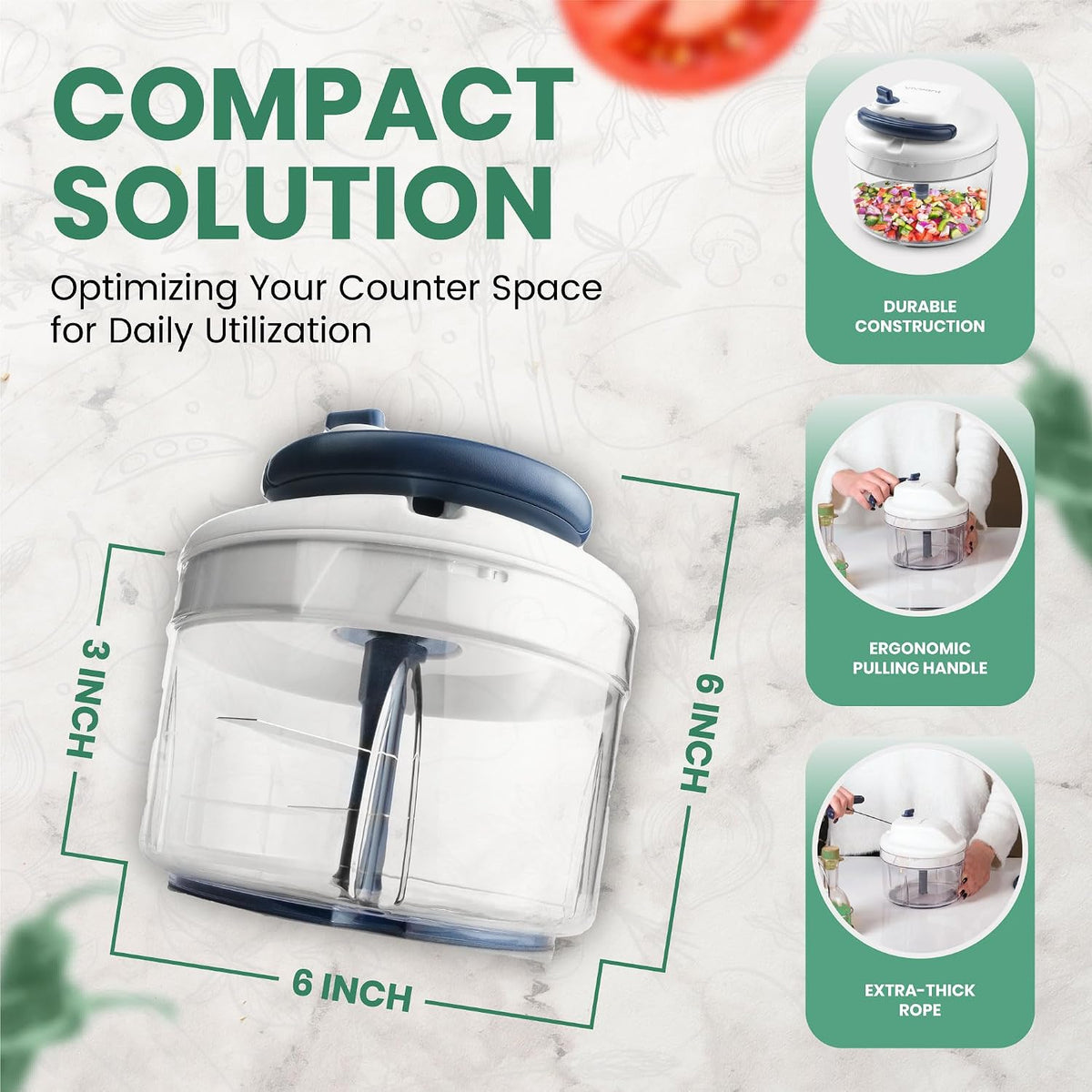 Mini Food Chopper and Onion Dicer, Small Hand Held Vegetable Cutter