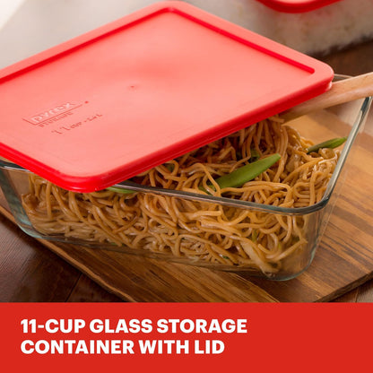 Simply Store Glass Food Storage Container, Snug Fit Non-Toxic Plastic BPA-Free Lids, Freezer Dishwasher Microwave Safe, 11 Cup